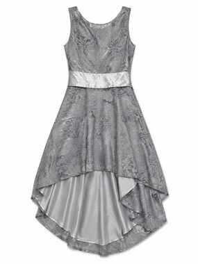 Absolutely Silver Floral Jacquard Evening Dress